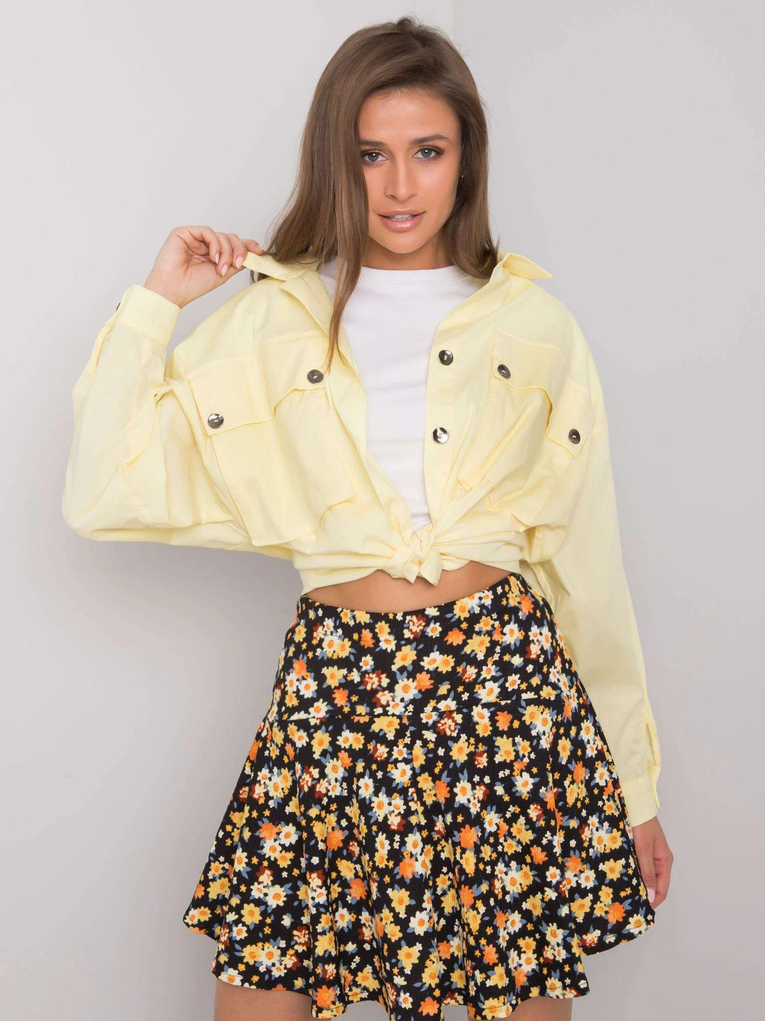 Camasa Dama Maneca lunga, Decolteu cu guler, RUE PARIS, Galben Eleganta Office - imagine 4