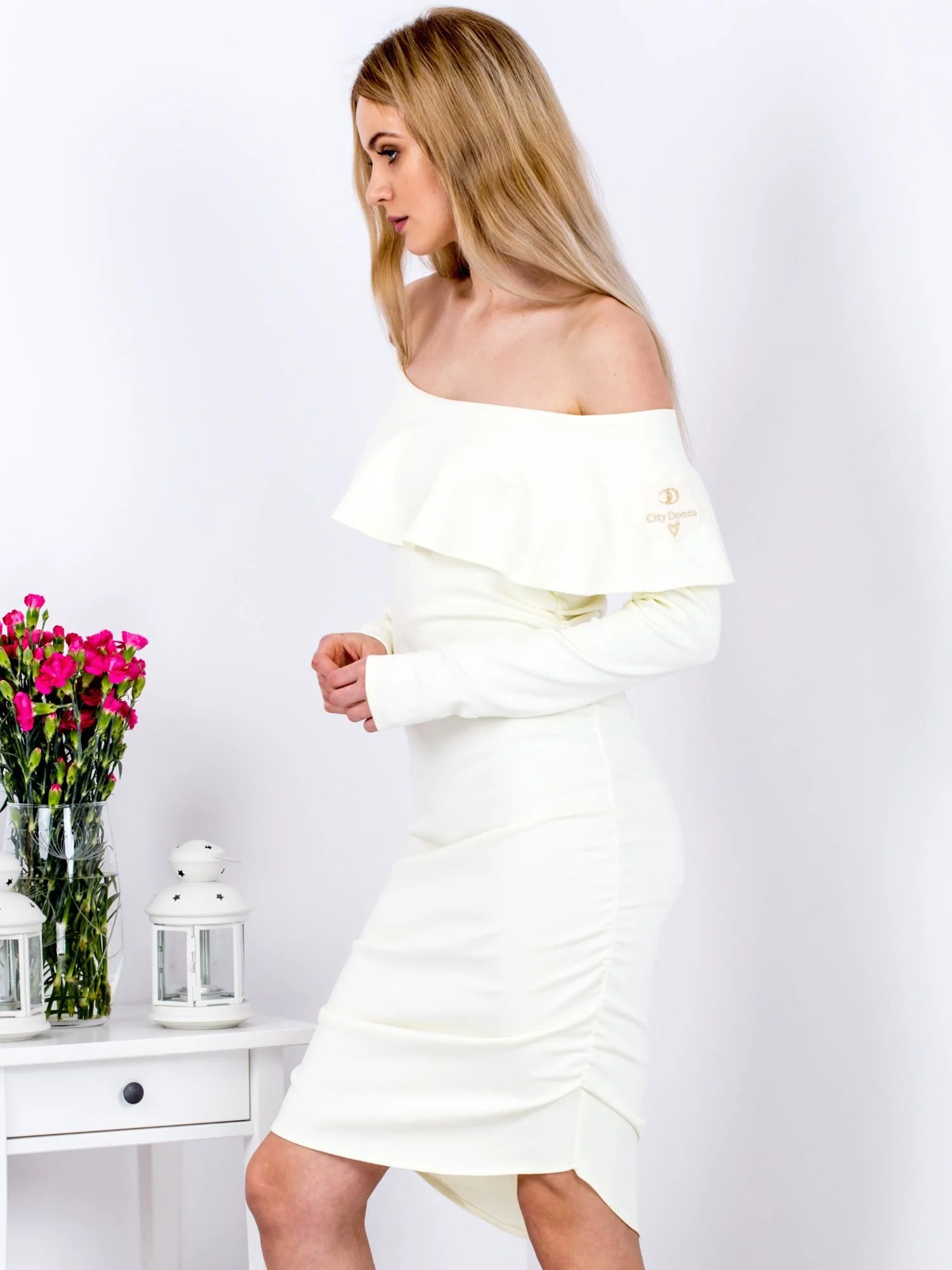 Rochie Dama Maxi, Rochie creion, City Donna, Galben de Petrecere - Image 6