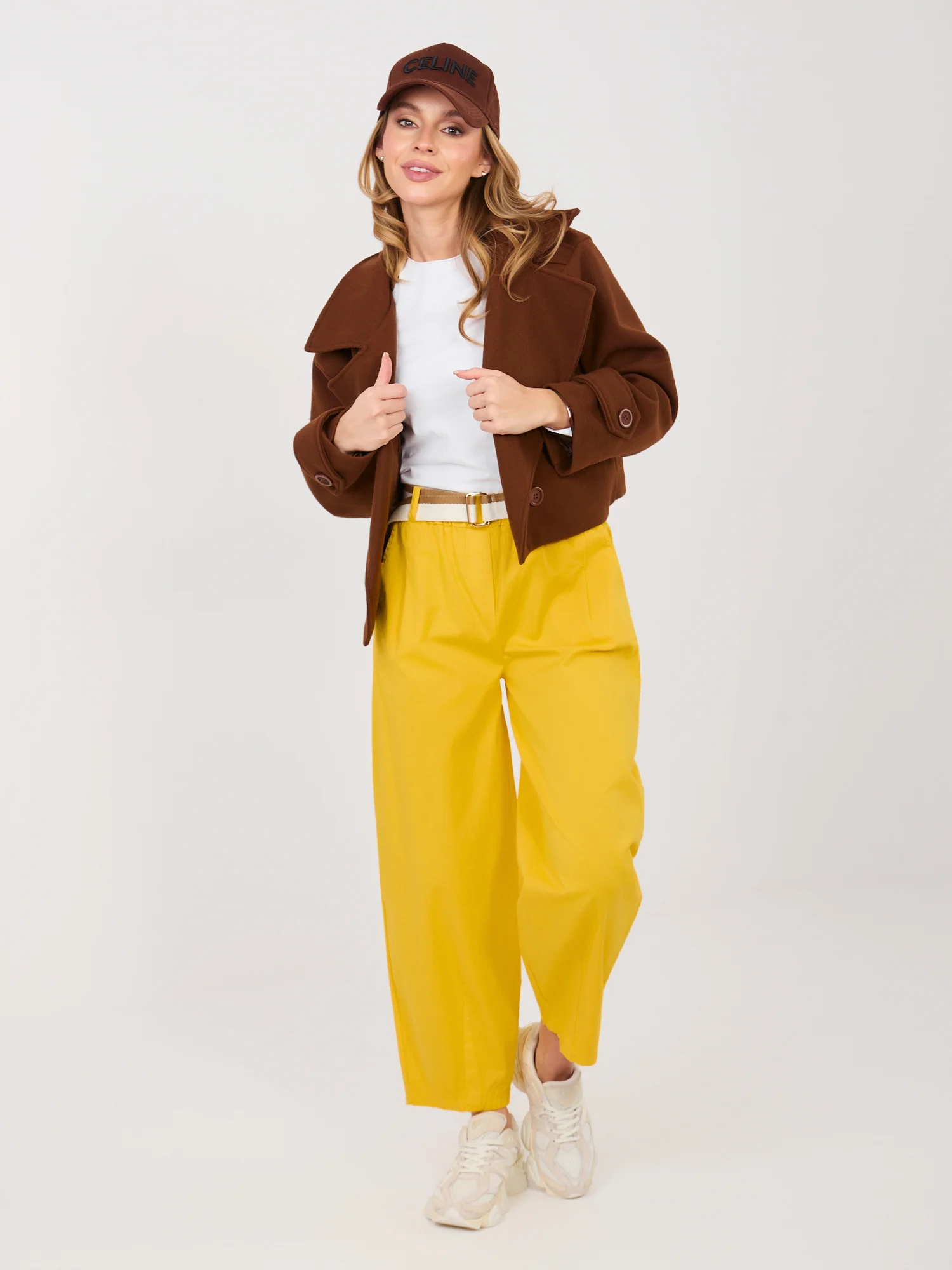 Pantaloni Dama 7/8, Conica, ITALY MODA, Galben Casual - imagine 5