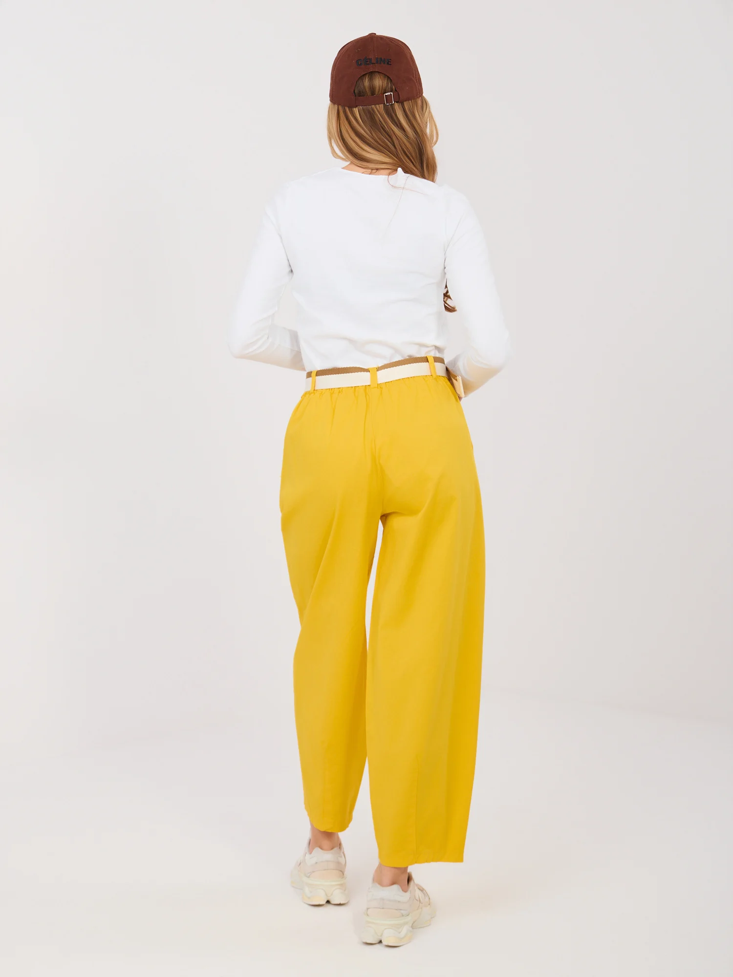 Pantaloni Dama 7/8, Conica, ITALY MODA, Galben Casual - imagine 4