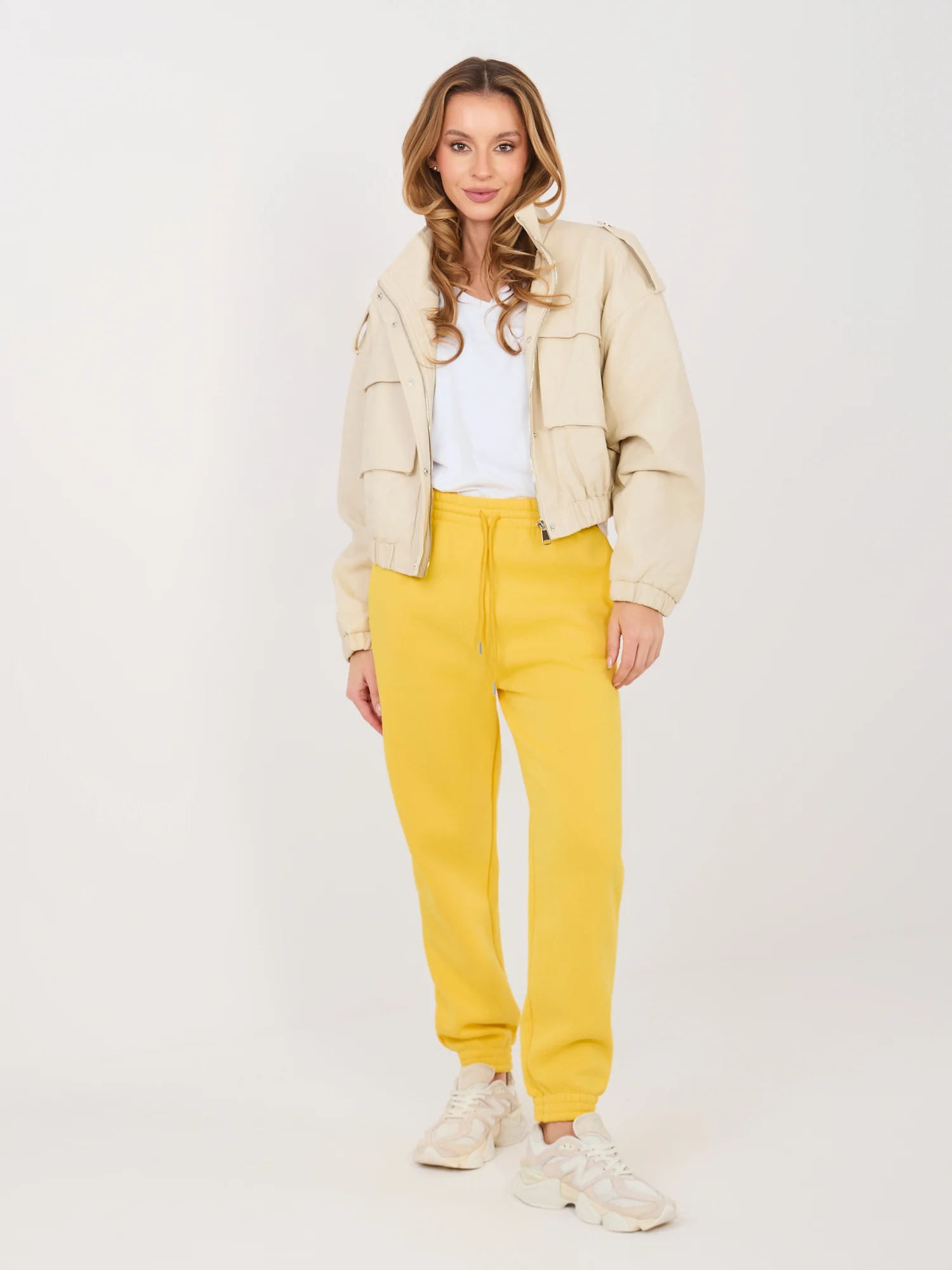 Pantaloni Trening Dama Sport, Guler inalt, Calimera, Galben Casual - imagine 6