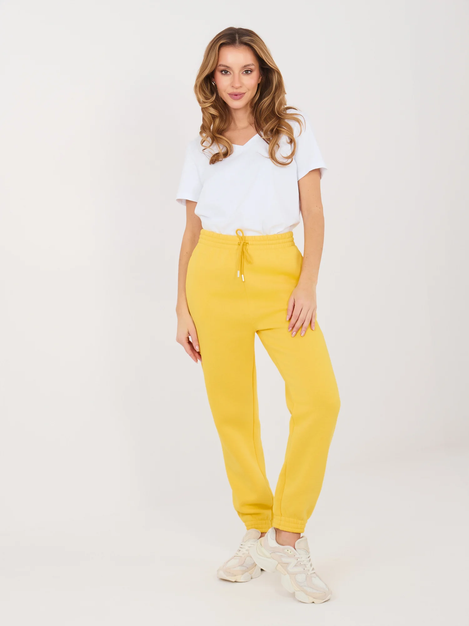 Pantaloni Trening Dama Sport, Guler inalt, Calimera, Galben Casual - imagine 3