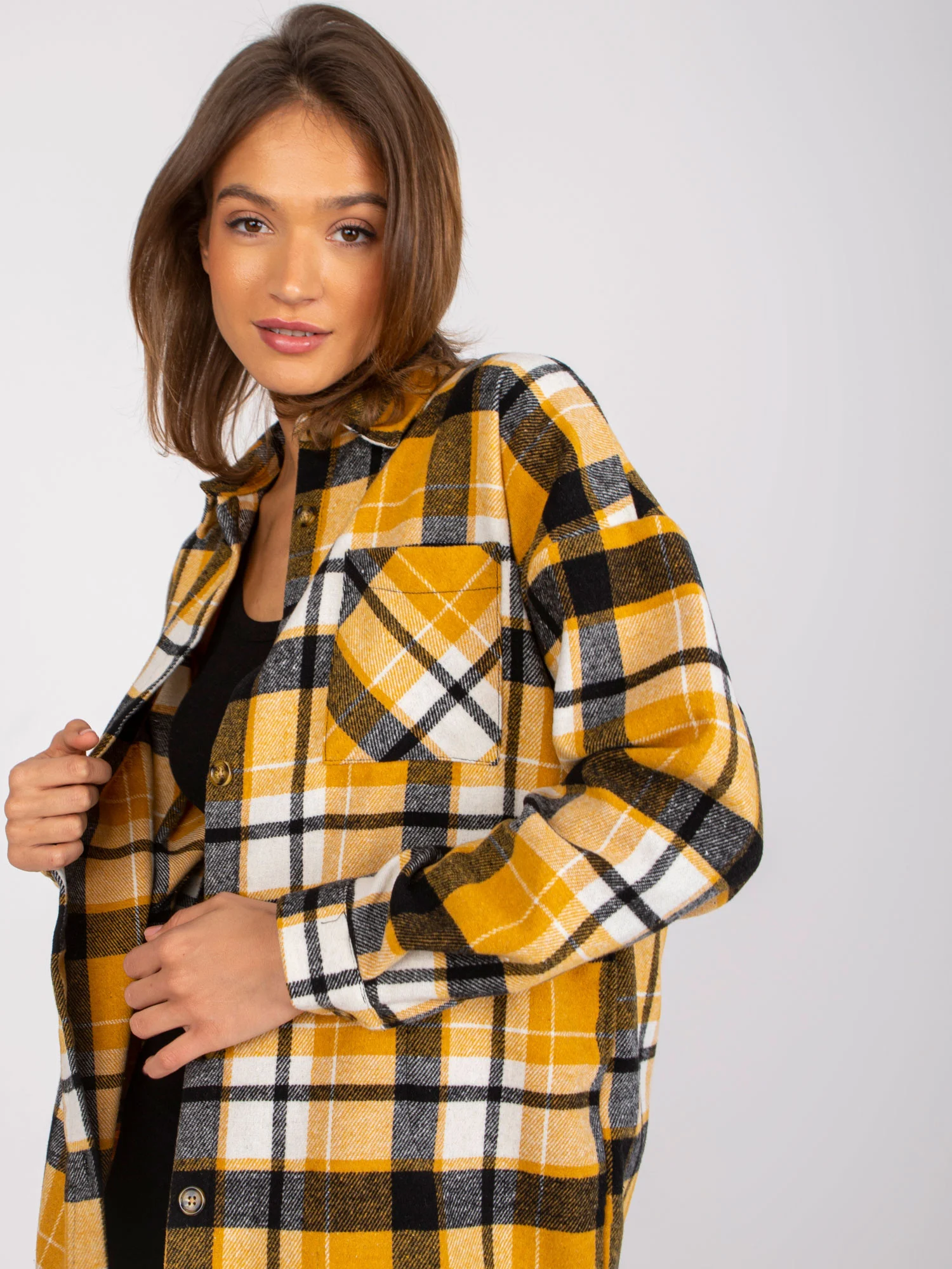 Camasa Dama Maneca lunga, Carouri, ex moda, Galben Casual - imagine 2