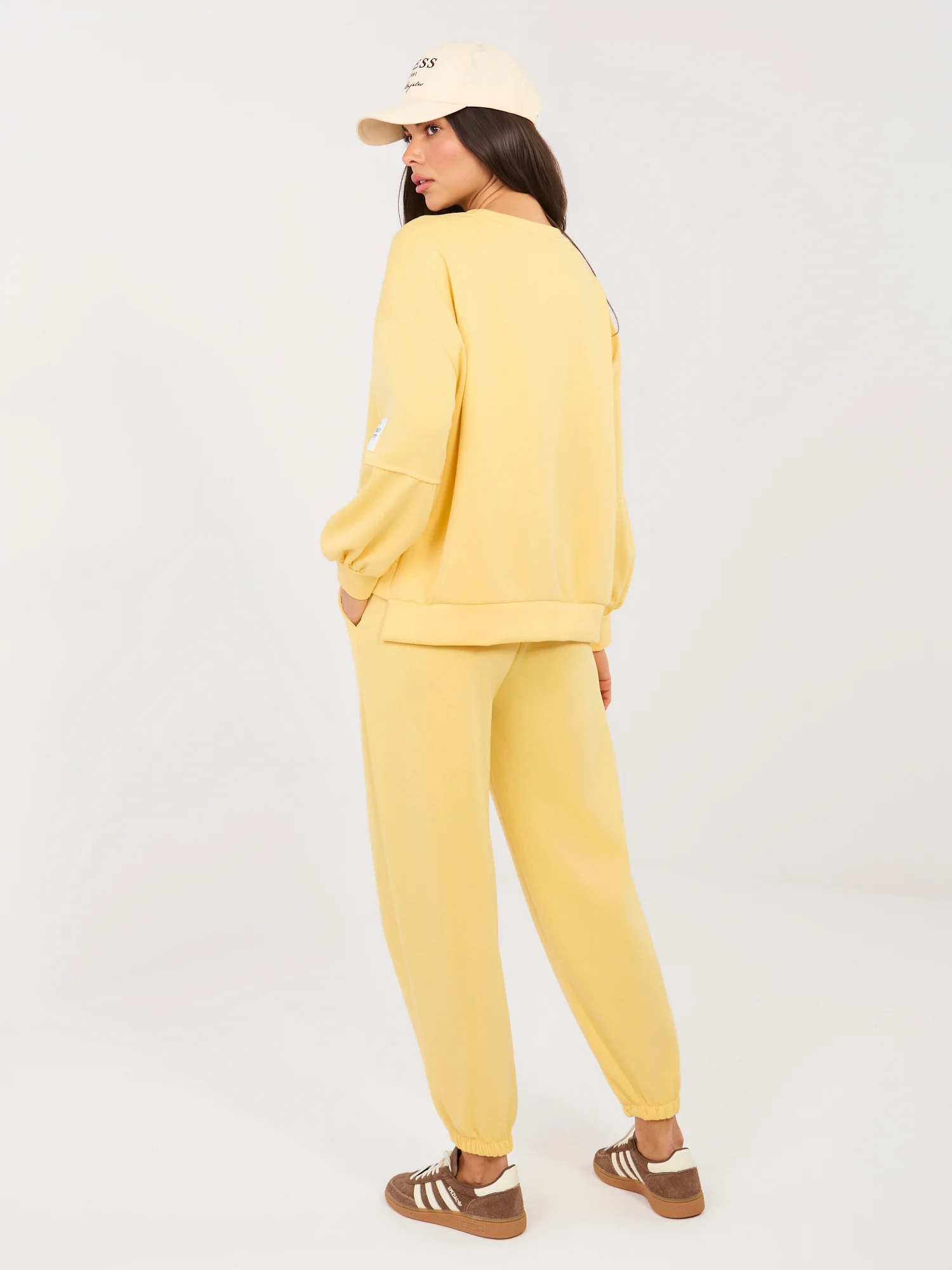Compleu Dama Maneca lunga, Mansete elastice, ITALY MODA, Galben Casual - imagine 2