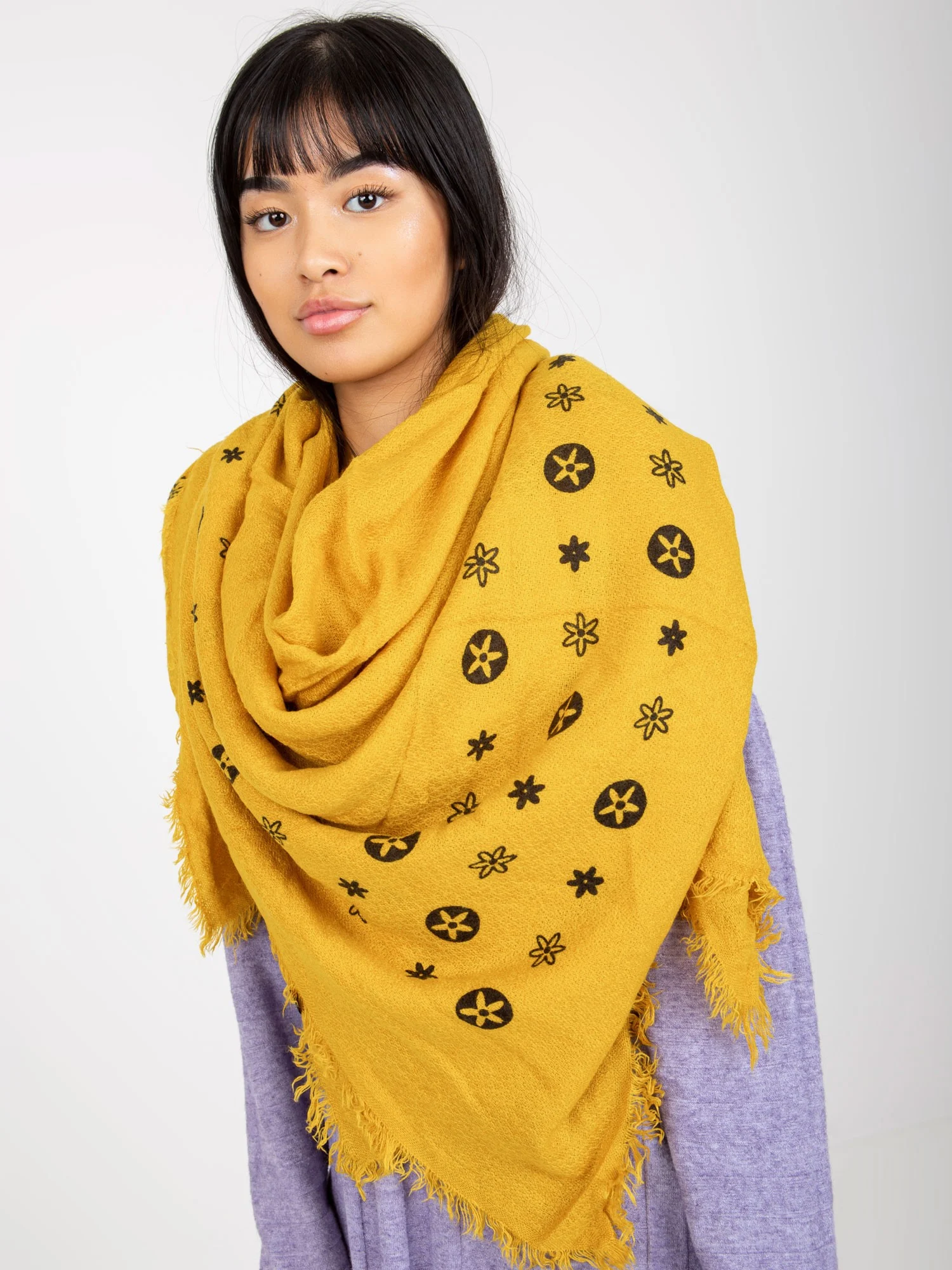 Bandana Dama Imprimat, Acril, Fashion Hunters, Galben - Image 3