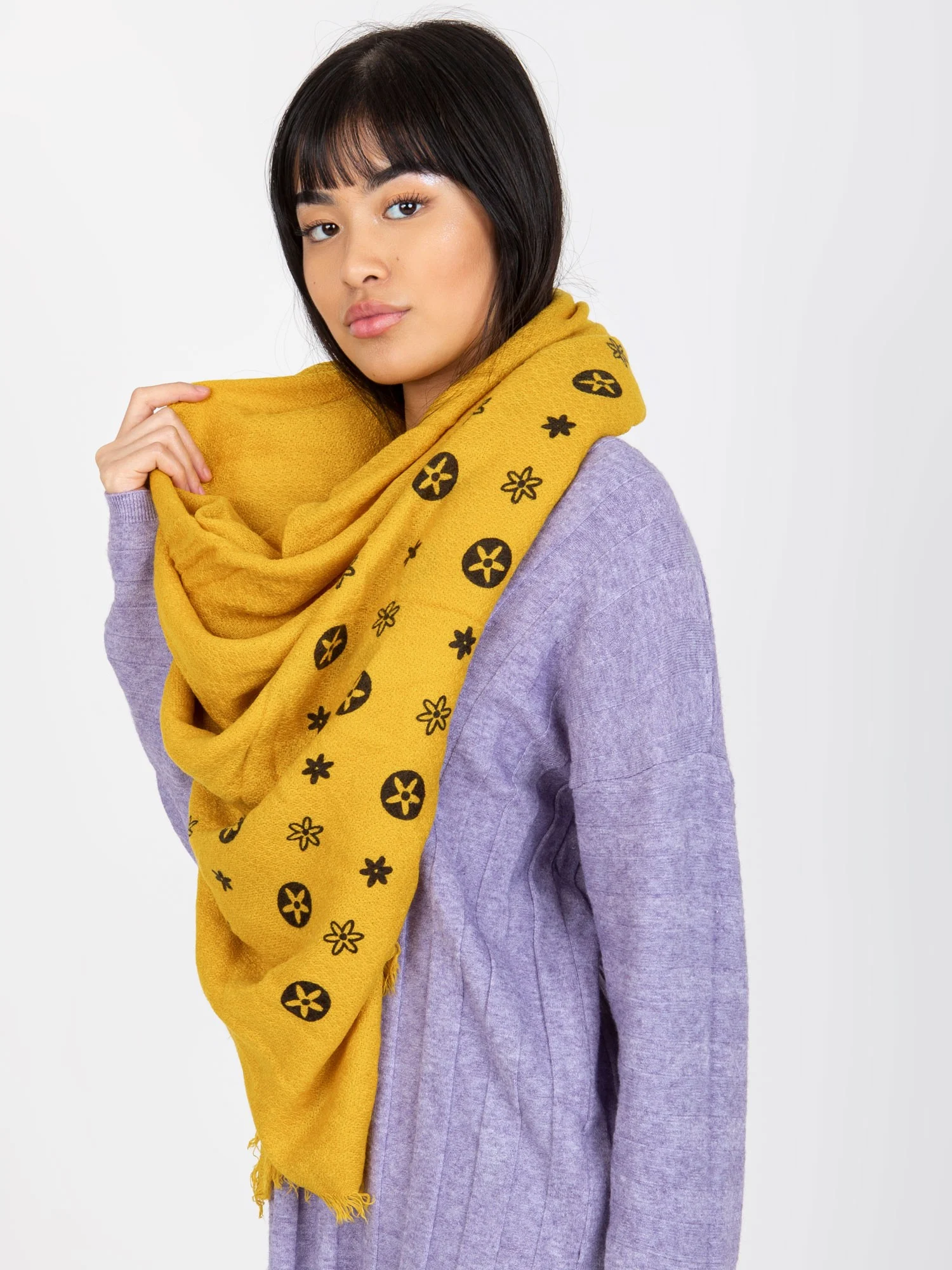 Bandana Dama Imprimat, Acril, Fashion Hunters, Galben - Image 5