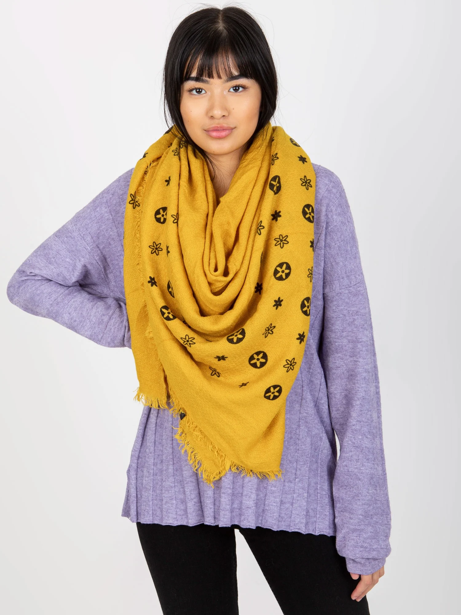 Bandana Dama Imprimat, Acril, Fashion Hunters, Galben - Image 4