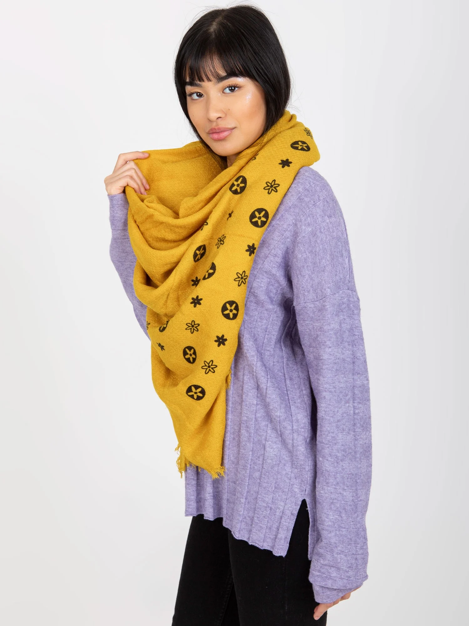 Bandana Dama Imprimat, Acril, Fashion Hunters, Galben - Image 6