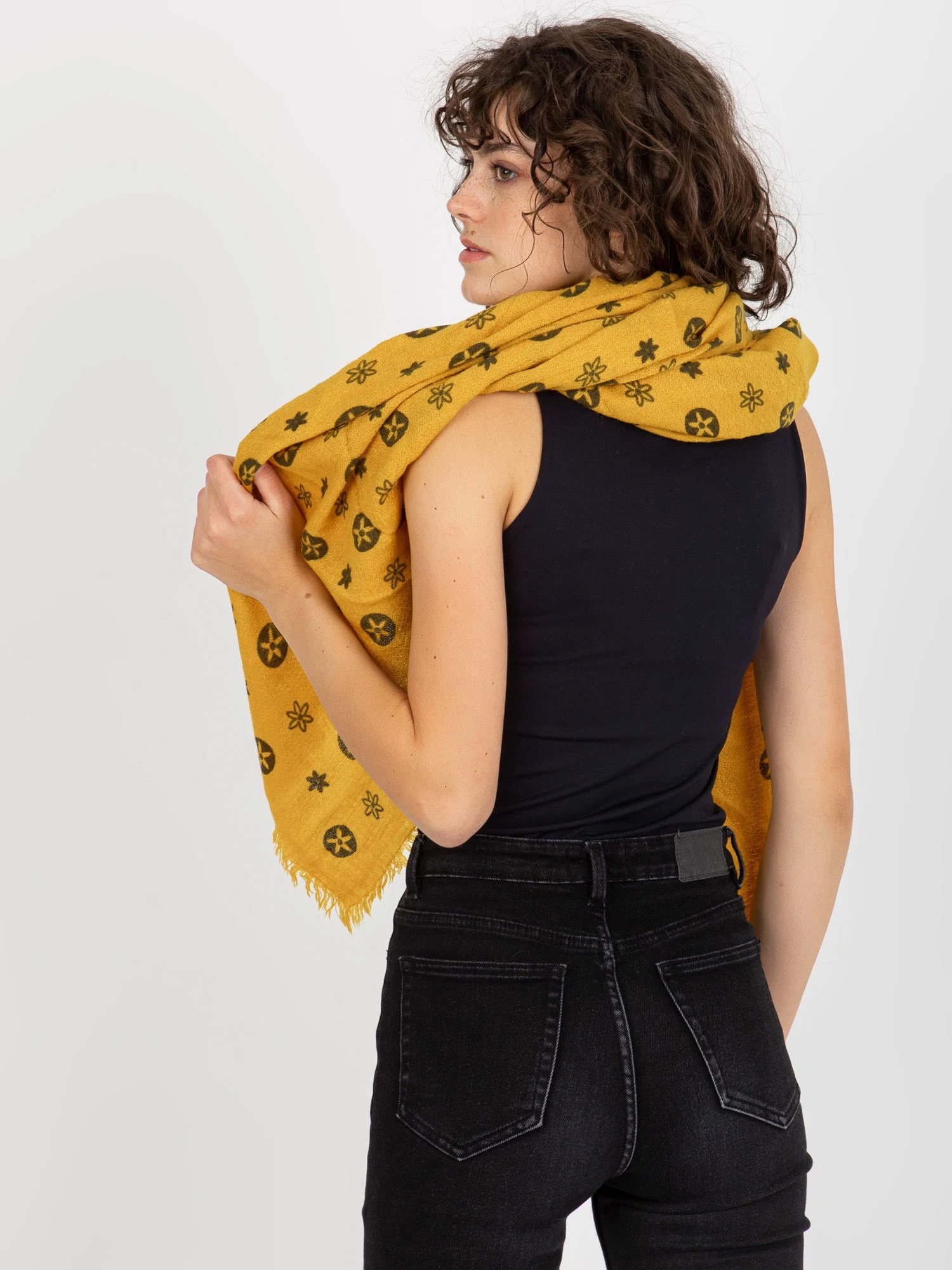 Bandana Dama Imprimat, Acril, Fashion Hunters, Galben - imagine 3