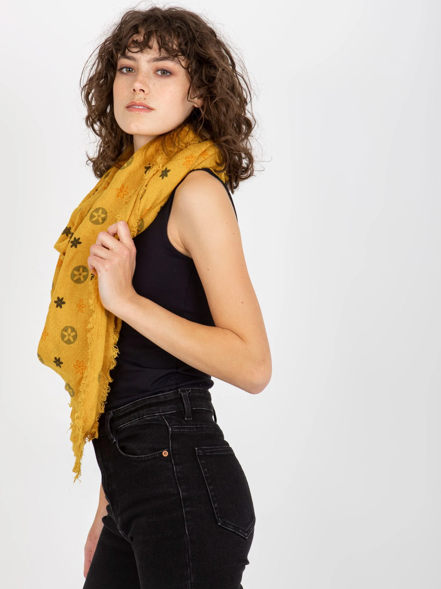 Bandana Dama Imprimat, Acril, Fashion Hunters, Galben - imagine 2