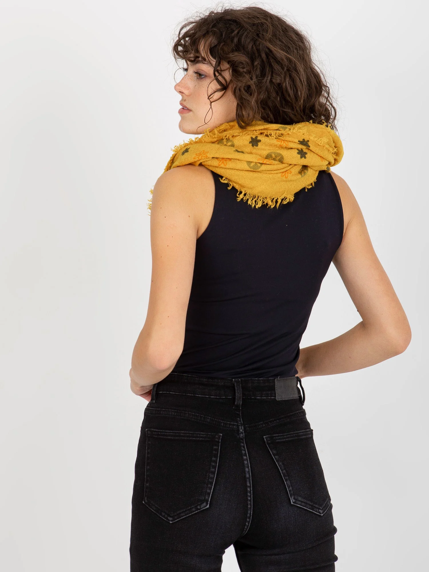Bandana Dama Imprimat, Acril, Fashion Hunters, Galben - imagine 4