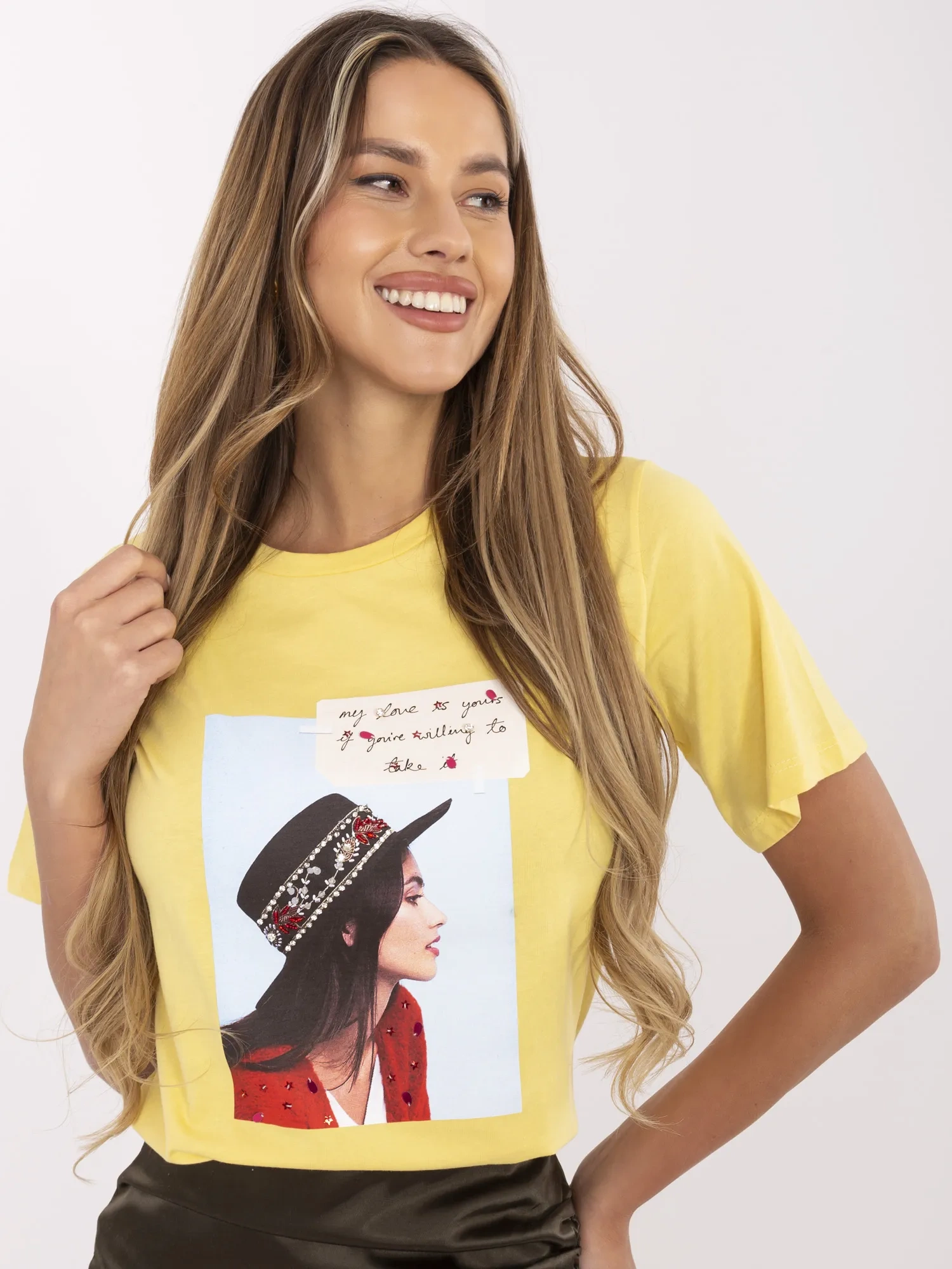 Tricou Dama Mini, Decolteu rotund, PEPPER & MINT, Galben - imagine 2