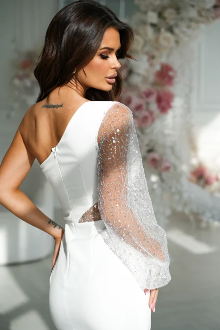 Rochie Dama Mini, Paiete, Bicotone, Ecru