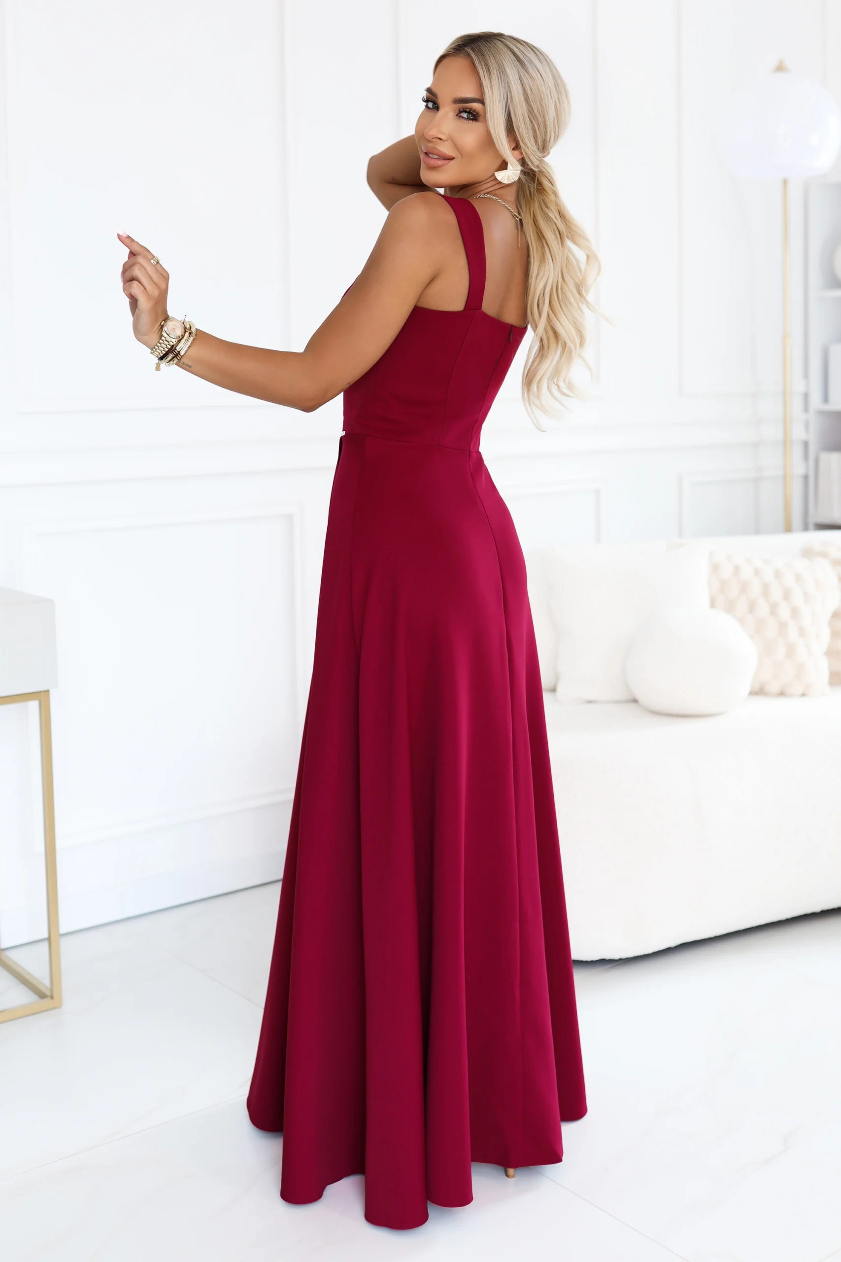 Rochie Dama Maxi, Geometric, Numoco, Bordo de Seara - Image 3