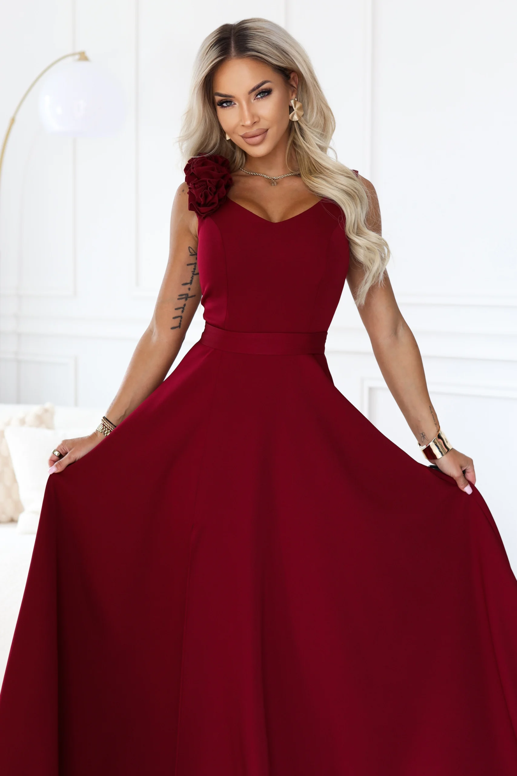 Rochie Dama Maxi, Floral, Numoco, Bordo de Seara Marimi Mari - Image 7