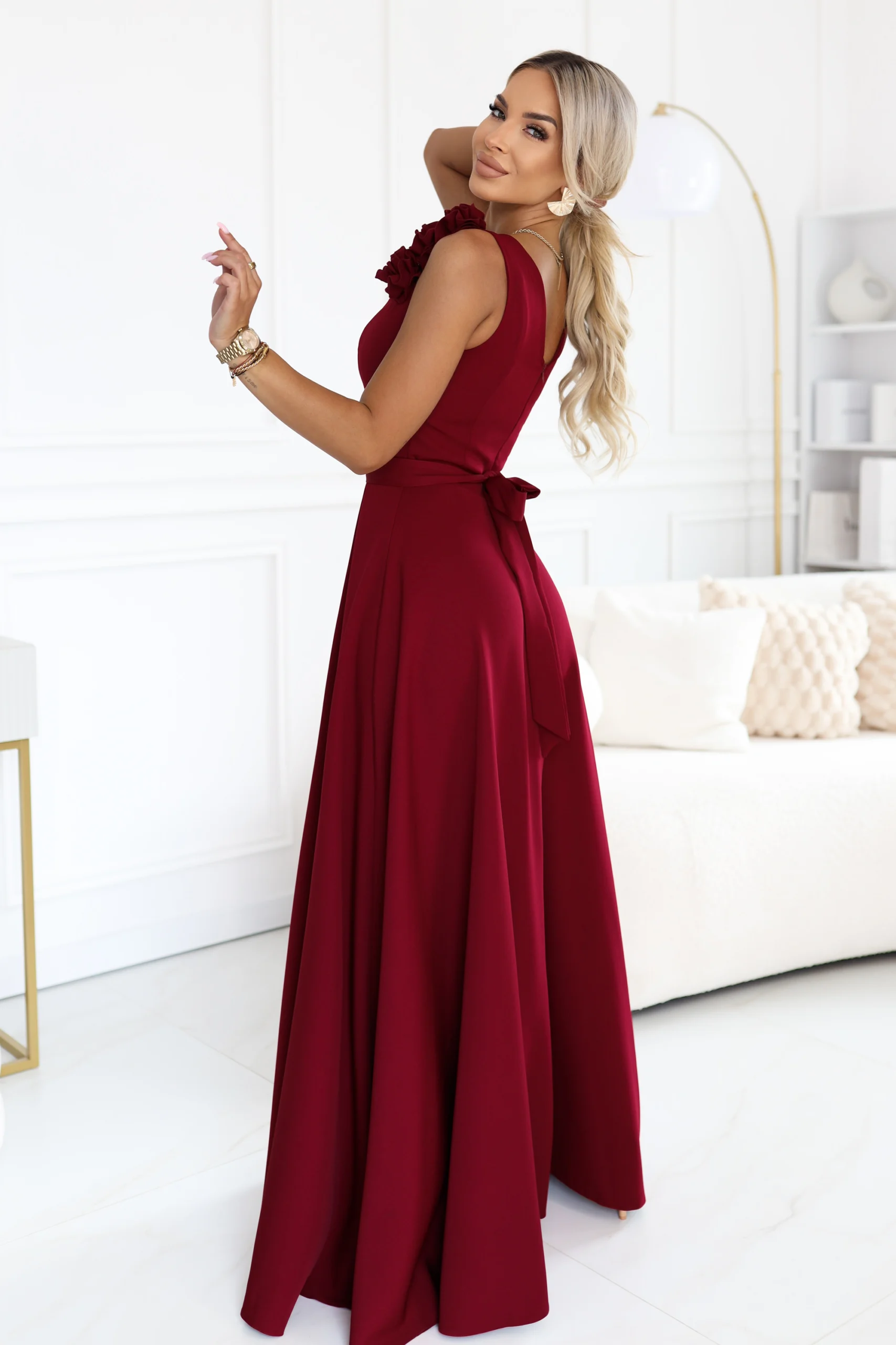 Rochie Dama Maxi, Floral, Numoco, Bordo de Seara Marimi Mari - Image 3