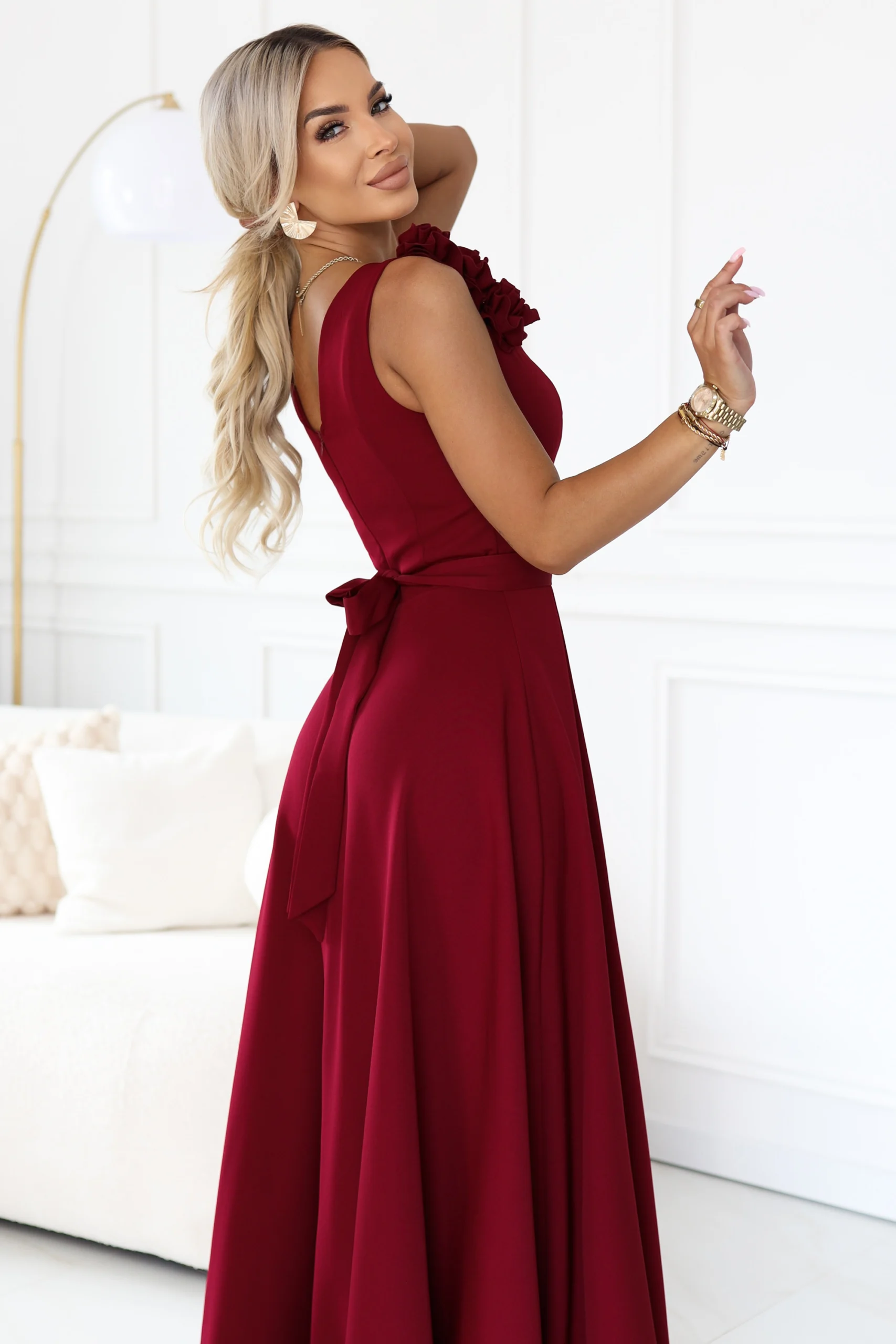 Rochie Dama Maxi, Floral, Numoco, Bordo de Seara Marimi Mari - Image 5