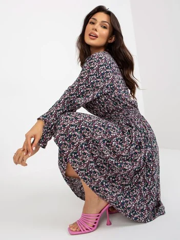 Rochie Dama Maxi, Floral, Fresh Made, Bleumarin Eleganta Office