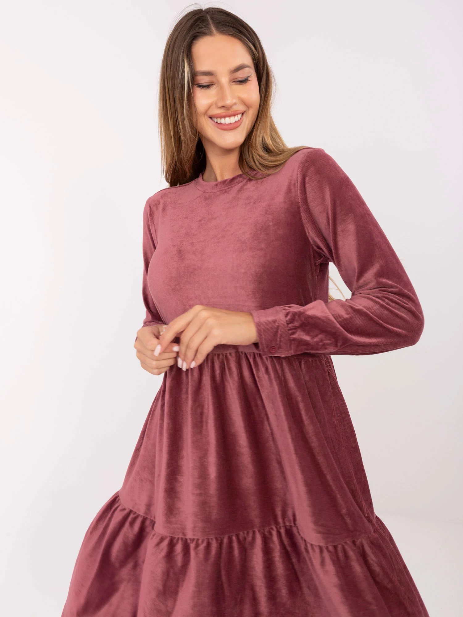 Rochie Dama Maxi, Lejera, Sublevel, Roz - Image 3