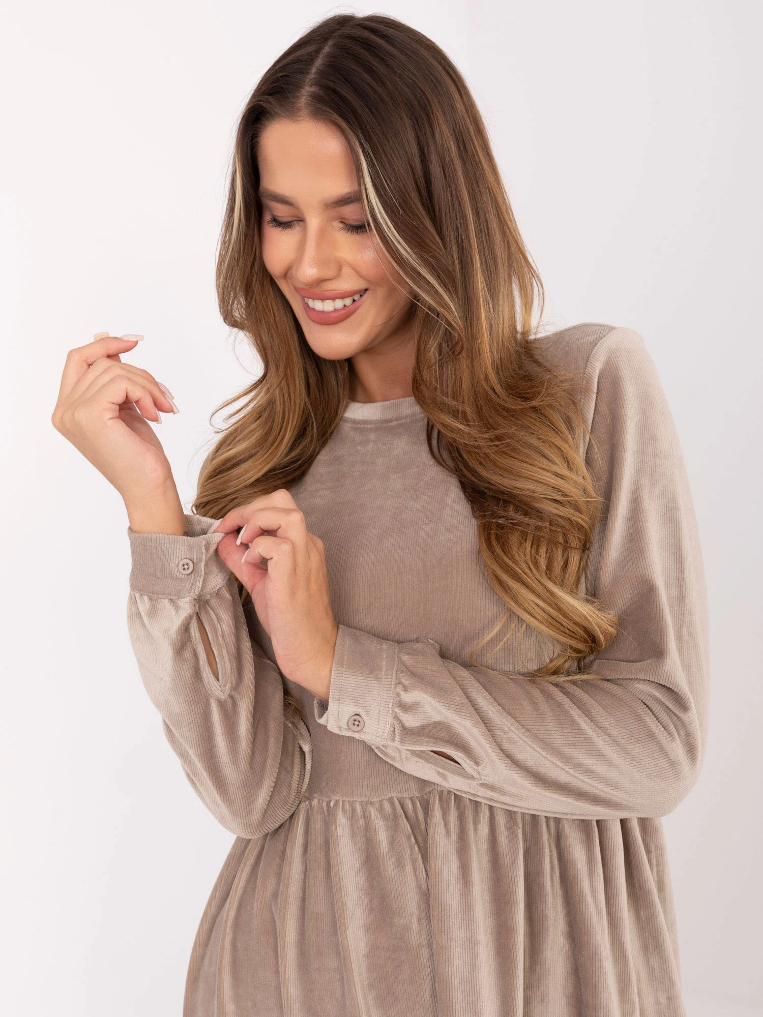 Rochie Dama Maxi, Lejera, Sublevel, Bej - Image 4