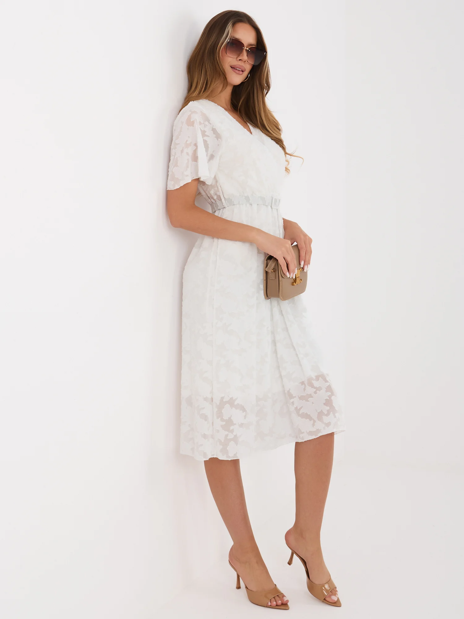 Rochie Dama Midi, Lejera, RUE PARIS, Ecru Eleganta Office - Image 6