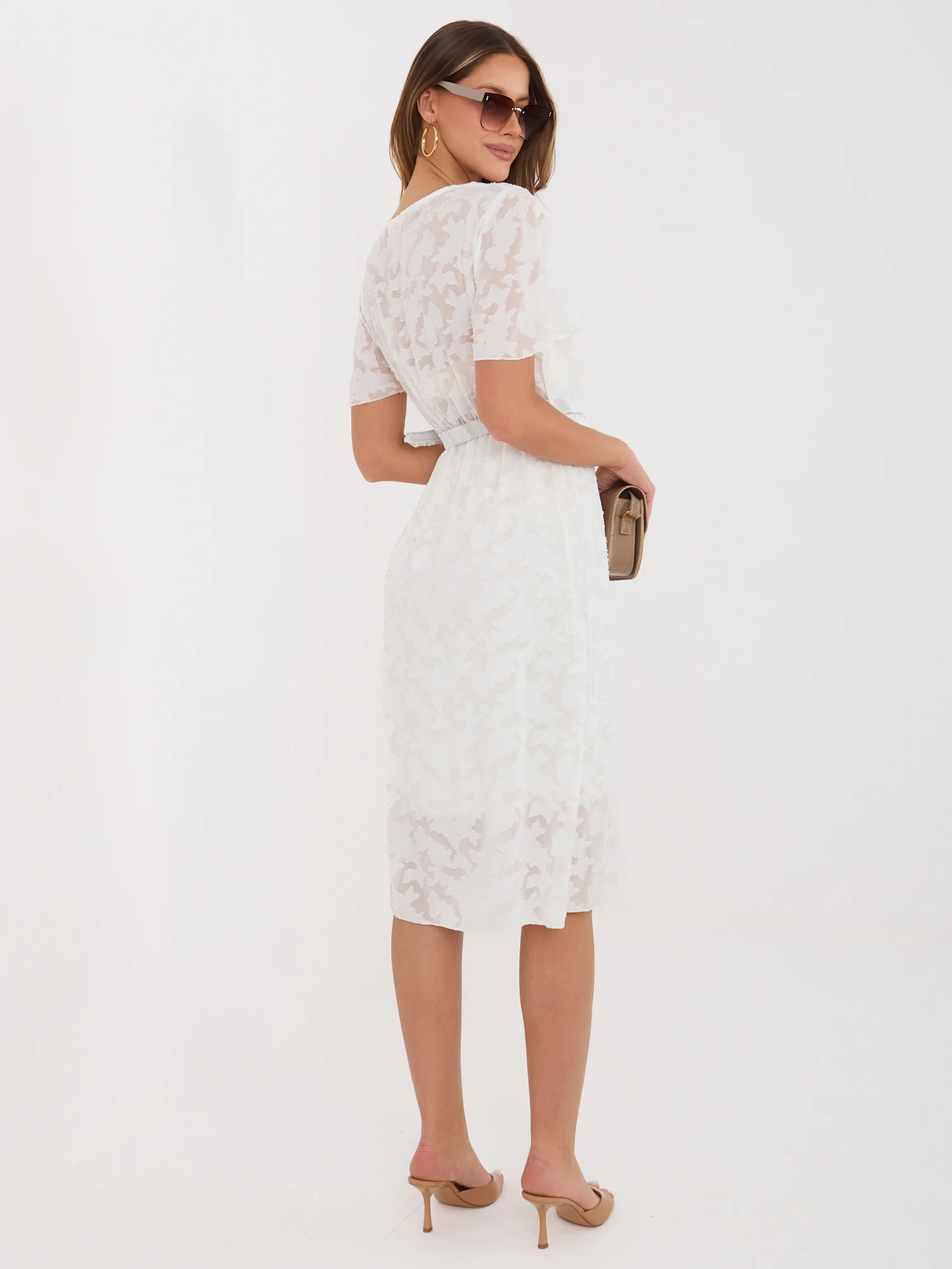 Rochie Dama Midi, Lejera, RUE PARIS, Ecru Eleganta Office - Image 5