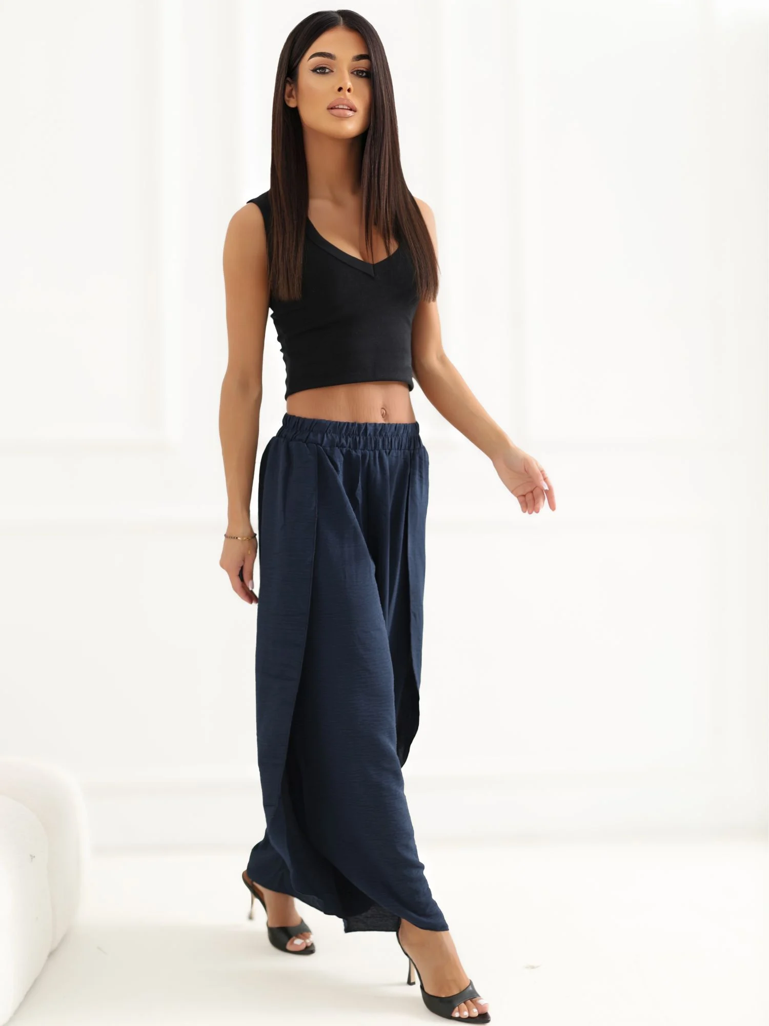 Pantaloni Dama 7/8, Cu slit, Miss kimery, Bleumarin - Image 2