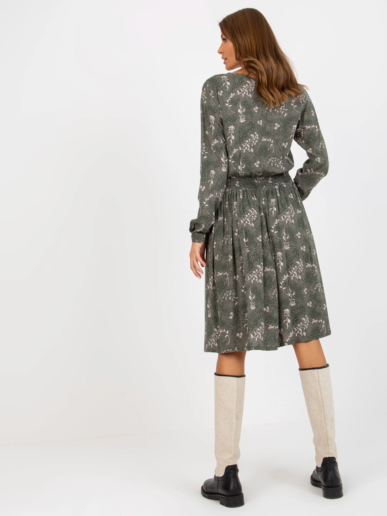 Rochie Dama Maxi, Lejera, Fresh Made, Khaki Eleganta Office - Image 5