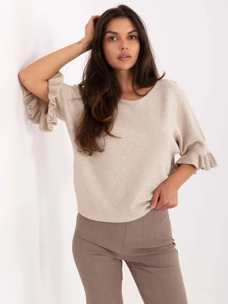Pulover Dama Maneca 3/4, Elegant, ITALY MODA, Bej Eleganta