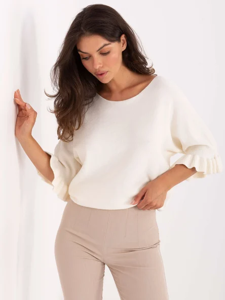 Pulover Dama Maneca 3/4, Elegant, ITALY MODA, Ecru Eleganta