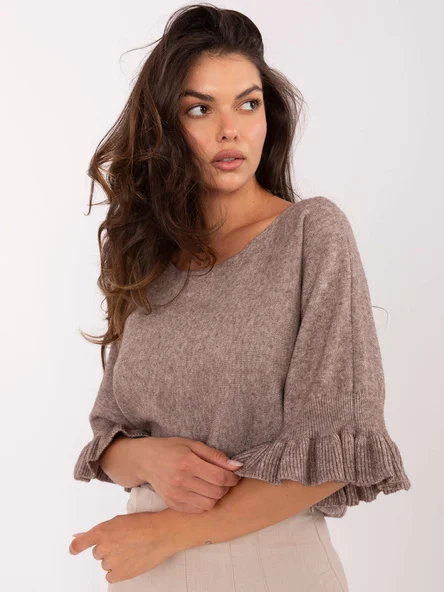 Pulover Dama Maneca 3/4, Elegant, ITALY MODA, Bej Eleganta