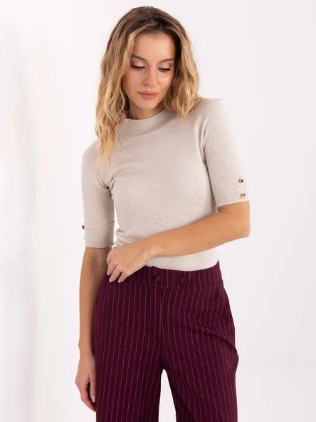 Pulover Dama Mini, Elegant, Passione moda, Bej Eleganta Office